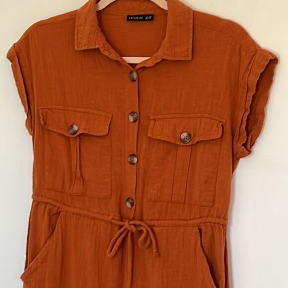 Cotton On Women’s XS rust colored cinch waist Spring Jumpsuit Pants suit - Picture 15 of 16